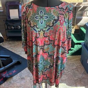 Cacique Swim Cover Size 18/20 Colorful Paisley Women's Top
